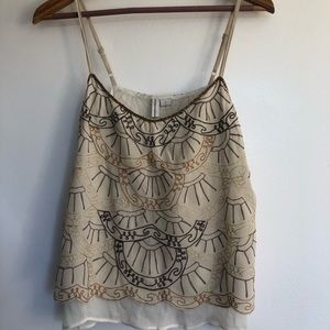 Boho sun tank with beads and embroidery